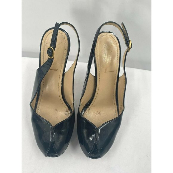Yves Saint Laurent Glossy Black Slingback Heels - Picture 12 of 12